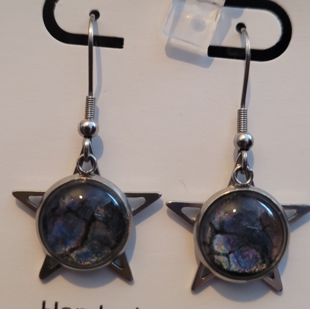 Handpainted glass earrings
